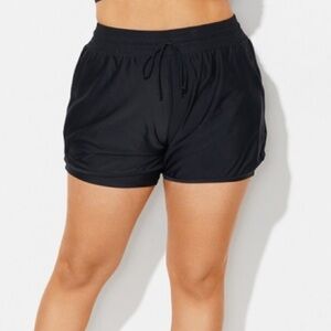 NWT Meet Curve Plus Size Black Mid Waist Women Swim Shorts
